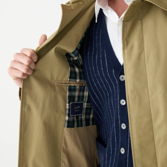 J.Crew Ludlow Trench Coat Mens 42 Long Khaki Water-Resistant Lined - Picture 10 of 15